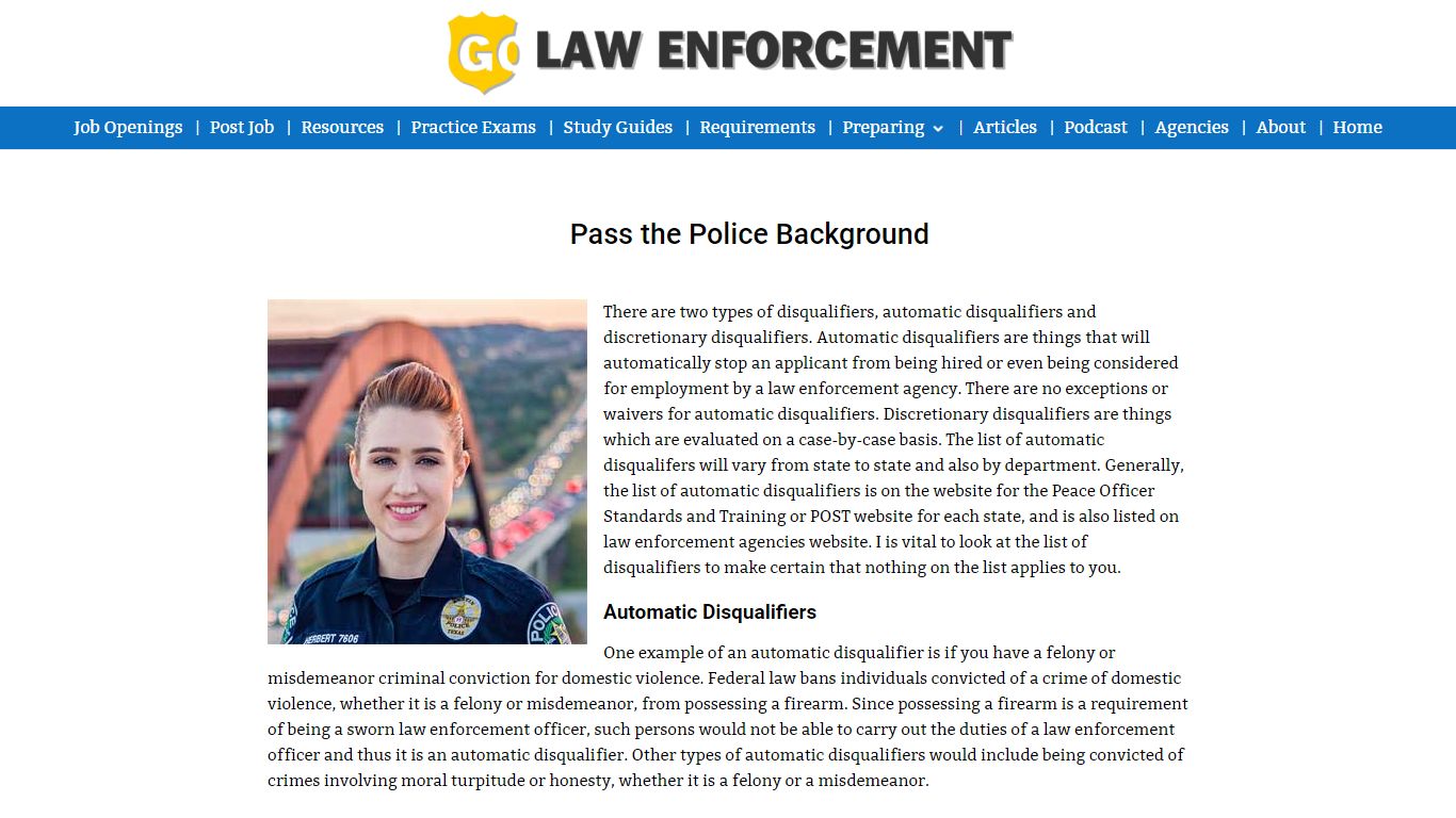 Pass the Police Background - Largest Listing of Law Enforcement Jobs